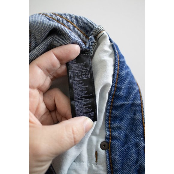 Forever 21 Med Blue Denim Cut Off Shorts with American Flag Fabric Patches, 30 - Picture 8 of 10